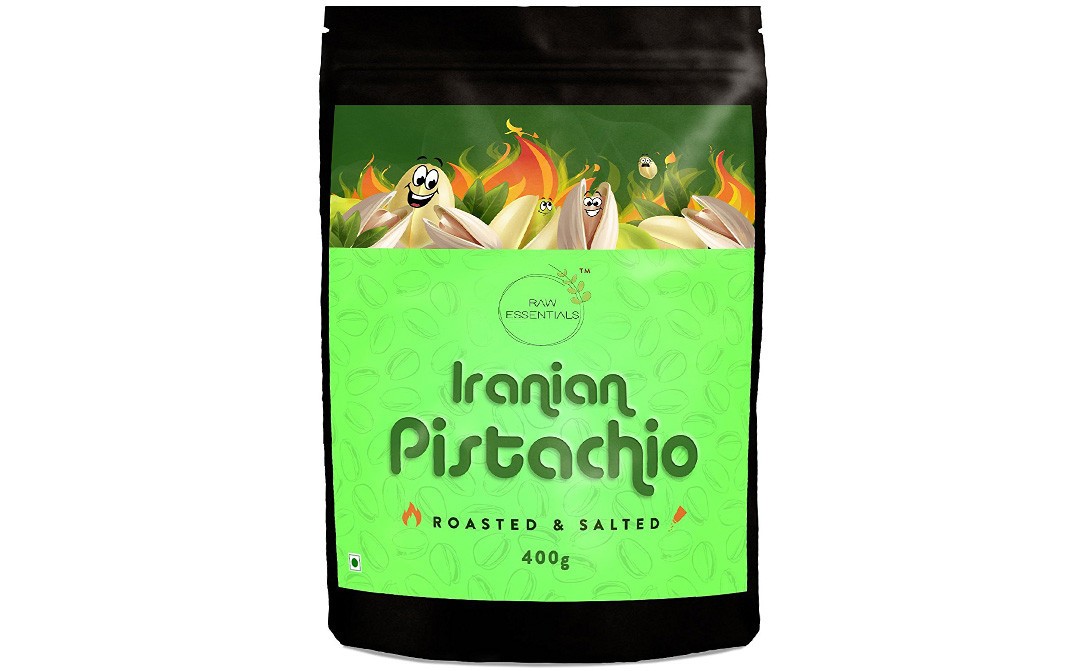 Raw Essentials Iranian Pistachios, Roasted & Salted   Pack  400 grams